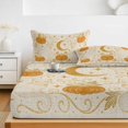 thumbnail image 6 of Full Size Fitted Sheet Set - Orange Pumpkin 3 Piece Bedding Sets 16" Deep Pocket Fitted Sheet with 2 Pillowcases, Fall Halloween Cats Moon Stars Boho Brushed Microfiber Hotel Luxury Bed Sheets, 6 of 9