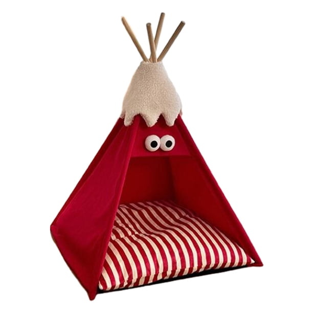 Tipi para mascotas, cama tipo tipi, cojín grueso y suave portátil, casa Universal, tienda para mascotas, cama para interior y exterior, conejo, Animal Rojo