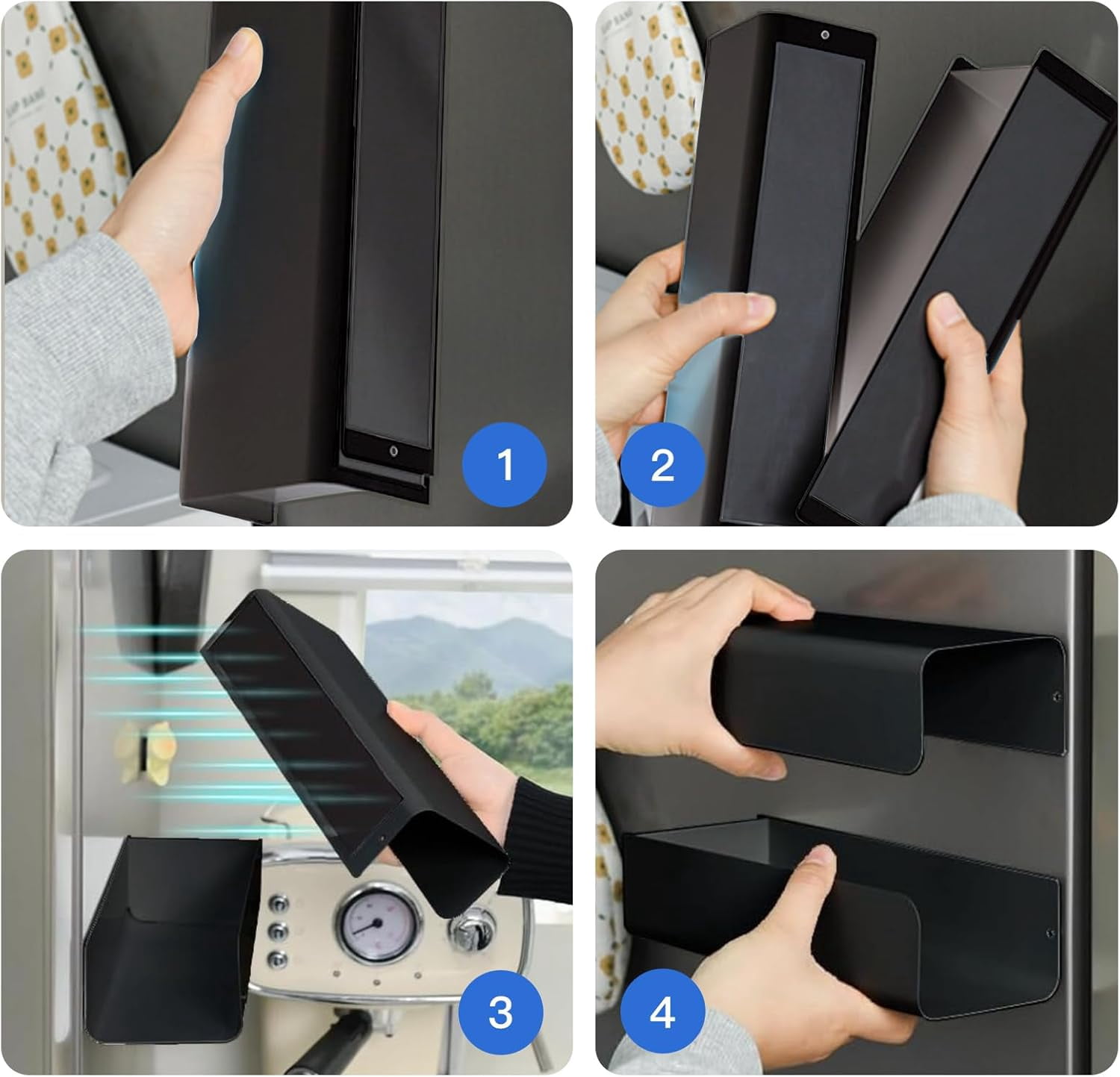 4.33 Inch Wide Magnetic Paper Towel Holder for Fridge,Magnetic Dryer Sheet Holder,Glove Box Holder for Kitchen,Black