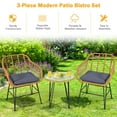 thumbnail image 5 of Gymax 3PCS Rattan Patio Bistro Set Conversation Furniture Set w/ Grey Cushions, 5 of 9