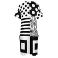 thumbnail image 4 of Vestido de playa Holgado con bolsillos para mujer, elegante traje de los años 60 con estampado de bloques blancos y negros para boda., 4 of 6