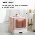 thumbnail image 3 of Vealind Foldable Cat Litter Box with Lid Front Entry & Top Exit XXL Extra Large Space Covered Kitty Litter Boxes Enclosure Toilet (Pink), 3 of 6