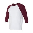 thumbnail image 2 of Unisex Three-Quarter Sleeve Baseball Tee Color White/ Maroon X-Large Size, 2 of 5