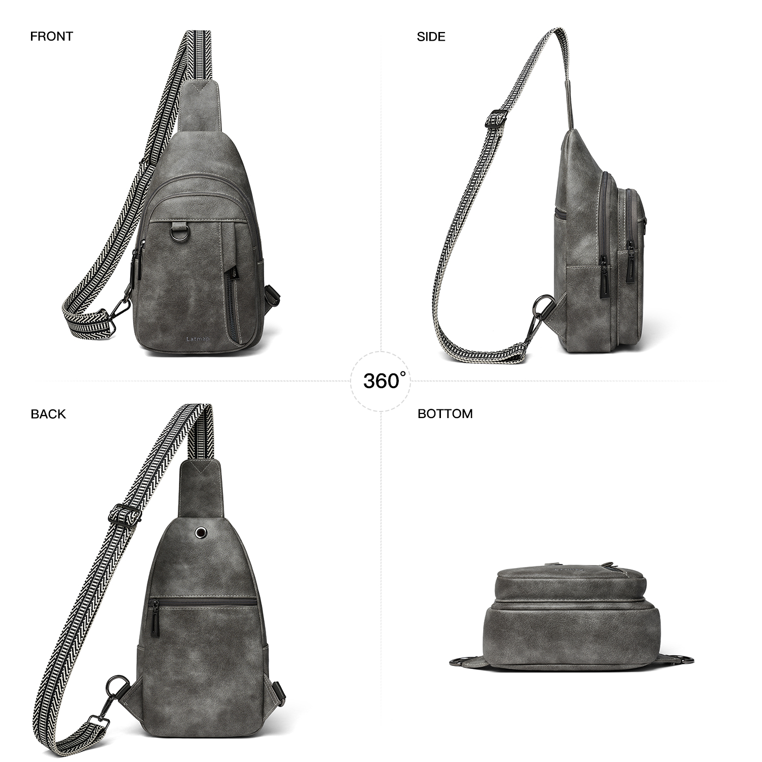7L Sling Bag for Women & Men, Leather Anti-Theft Crossbody Backpack, Small Daypack Fanny Pack for Travel, Hiking, and Work