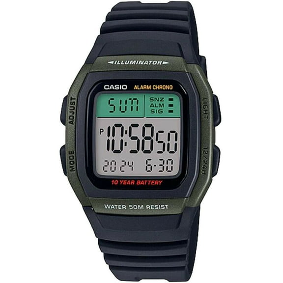 Casio Standard Digital Black Resin Band Watch W96H-3A