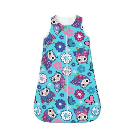 

Fotbe Wls And Flowers Pattern Sleep Sack - Baby Wearable Blanket with Zipper Extra Soft Cotton Sleeveless Sleeping Bag for Infants-Medium