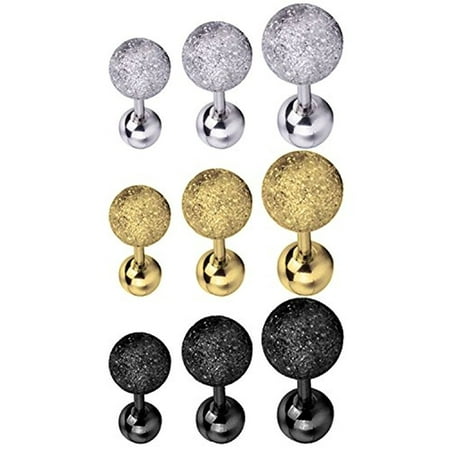 - BodyJ4You 9PCS Tragus Ball Piercing Stud Earring Set 16G Surgical Steel Helix Ear Barbell Pack (1.2mm)