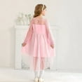 thumbnail image 4 of Ketyyh-chn99 Robe en Denim Évasée et Fluide pour Filles, Jupe d'Été pour Filles à Manches Longues en Maille, Ourlet Haut-Bas, Robe de Fête d'Anniversaire Formelle, Robe Taille pour 7-8 Ans, Rose, 4 of 7