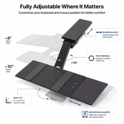 Uncaged Ergonomics KT2 Adjustable Under-Desk Keyboard Tray with Mouse Pad for Standing Desks, Black