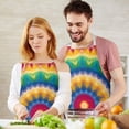 thumbnail image 3 of Rainbow Tie Dye Mandala Pattern Apron-Garden Aprons for Women with Pockets-Cotton Linen Waterproof Kitchen Cooking Gardening Aprons Adjustable for Kitchen,Cooking,BBQ and Salon 33x27 Inch, 3 of 7