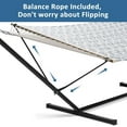 thumbnail image 4 of SUNCREAT Double Hammock, Extra Large Quilted Fabric Swing with Thick Hardwood Spreader Bars & Detachable Pillow, Heavy Duty, Perfect for Indoor/Outdoor Patio, Deck, Yard (12 FT Steel Stand Included), 4 of 7