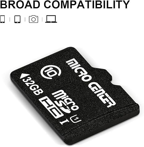 Micro Center 32GB Class 10 MicroSDHC Flash Memory Card with Adapter for Mobile Device Storage Phone, Tablet, Drone & Full HD Video Recording - 80MB/s UHS-I, C10, U1