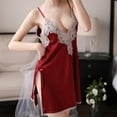 thumbnail image 3 of DISKEBUISS Women's Erotic Lingerie Sexy Maid Lace Perspective Pajamas Temptation Set Wine One Size, 3 of 4