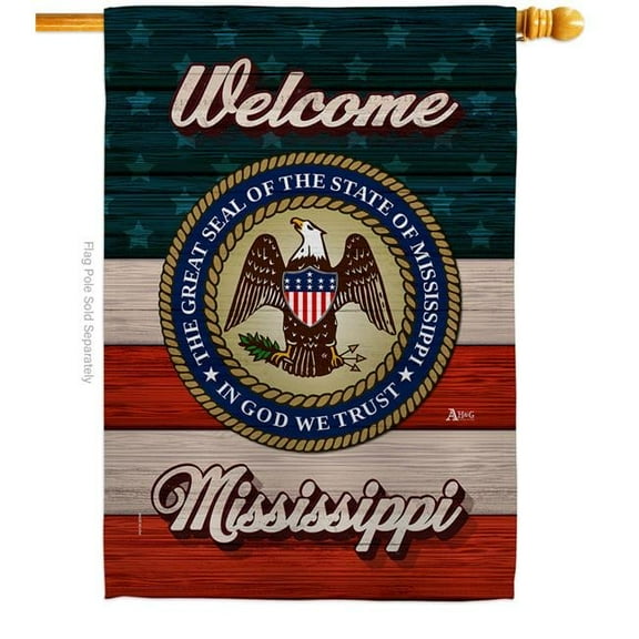 Americana Home & Garden H141280-BO 28 x 40 in. Welcome Mississippi Double-Sided Vertical Decoration Banner House & Garden Flag - Yard Gift