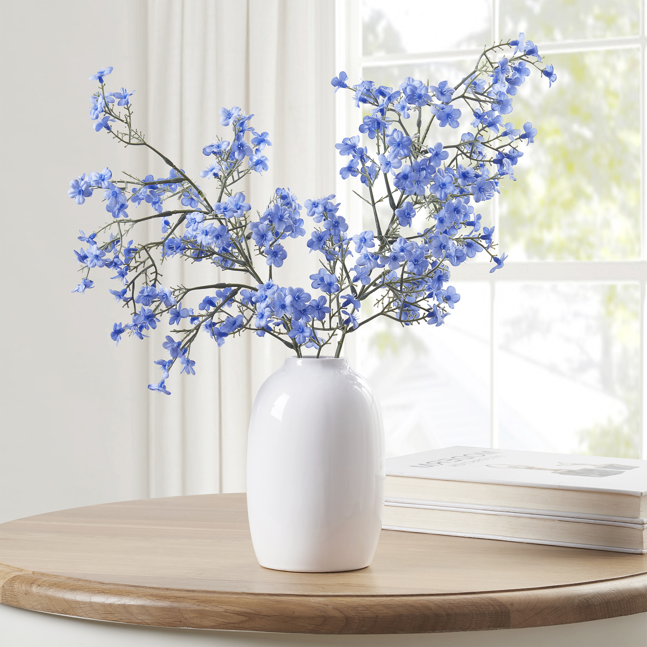 My Texas House Blue Faux Floral Springs in White Ceramic Vase, 16" Height - image 2 of 7