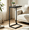 Misty Gray + Black, variant on Shaped End Table, Side Table for Sofa, Couch Table with Metal Frame, Small TV Tray Table for Living Room, Bedroom, Rustic Brown and Black