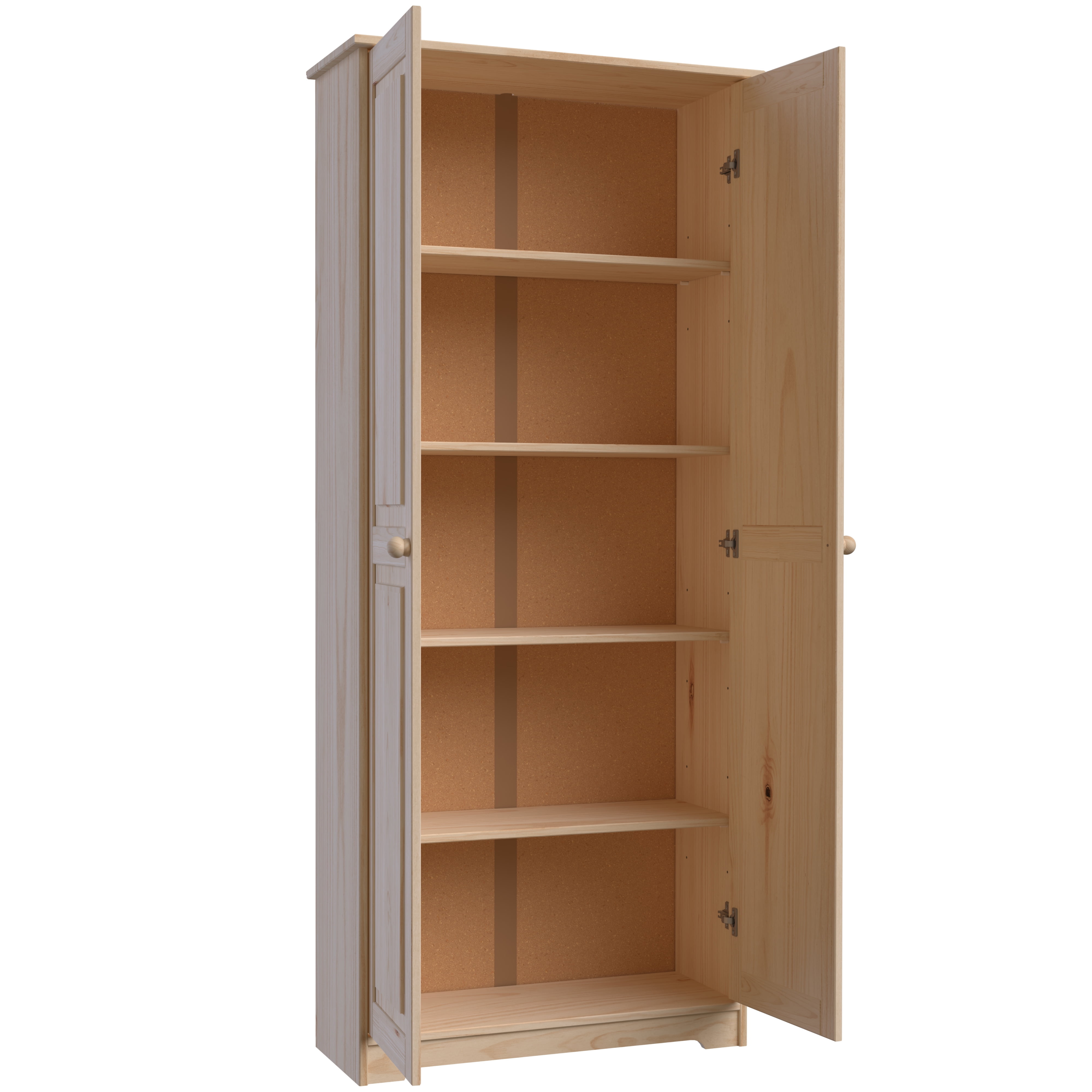 From the Tree Furniture Pantry Cabinet with Adjustable Shelves, Solid Pine Wood, Unfinished, 2 Doors