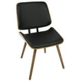 thumbnail image 3 of Lombardi Mid-Century Modern Dining/Accent Chair in Walnut with Black Faux Leather by LumiSource - Set of 2, 3 of 8