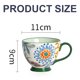 thumbnail image 2 of Taza de cerámica pintada a mano, estampado floral, 450ml, taza grande de leche, café, capuchino, té, cacao, taza de avena para el desayuno, 2 of 5