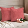 thumbnail image 2 of Coral Red Linen Pillow Covers 2 Pack Farmhouse Pure Color Country Vintage Pillowcase Waterproof Outdoor Throw Pillow Cover for Patio Garden Square Cushion 26”x26”, 2 of 9