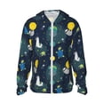 thumbnail image 2 of Uemuo Space and Animals Pattern Women's Full Zip UPF 50+ Sun Protection Hoodie Jacket Long Sleeve Sun Shirt Hiking Outdoor Performance with Pockets-Large, 2 of 9