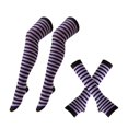 thumbnail image 2 of WHEANG Halloween Socks Gloves Set Classic Solid Striped Over The Knee Socks Fingerless Gloves Set Halloween Christmas Party Costume Accessory One Size Multicolor, 2 of 3
