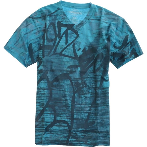 Ecko Unltd. Camiseta gráfica Graff Slash con cuello en V para hombre, azul, pequeña