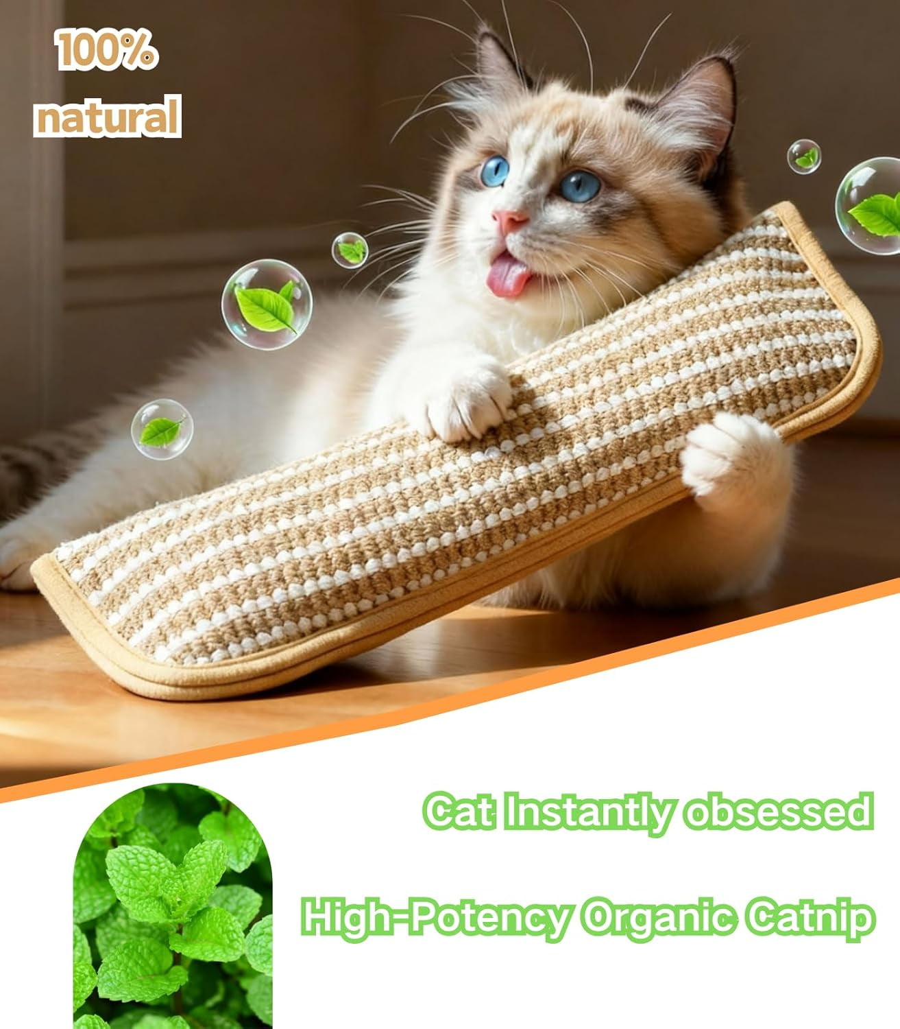 Interactive Catnip Chew Toy for Indoor Cats, 3-Pack 13 Inches Catnip Pillows with Sisal Scratching Pad, Kicker Toys for Aggressive Play, Bite Resistant & Anxiety Relief