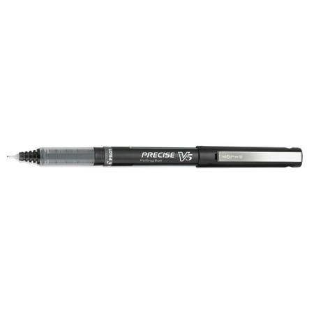 Pilot 35334 Precise V5 Black Ink With Black Barrel 0.5Mm Roller Ball Stick Pen - 12/Pack