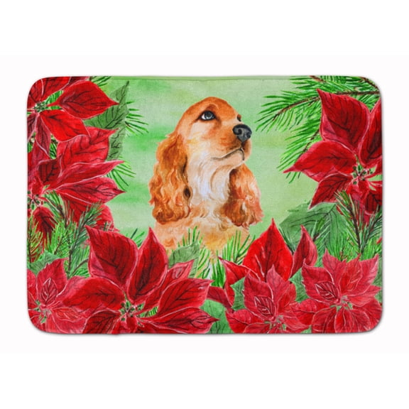 Cocker Spaniel Poinsettas Machine Washable Memory Foam Mat