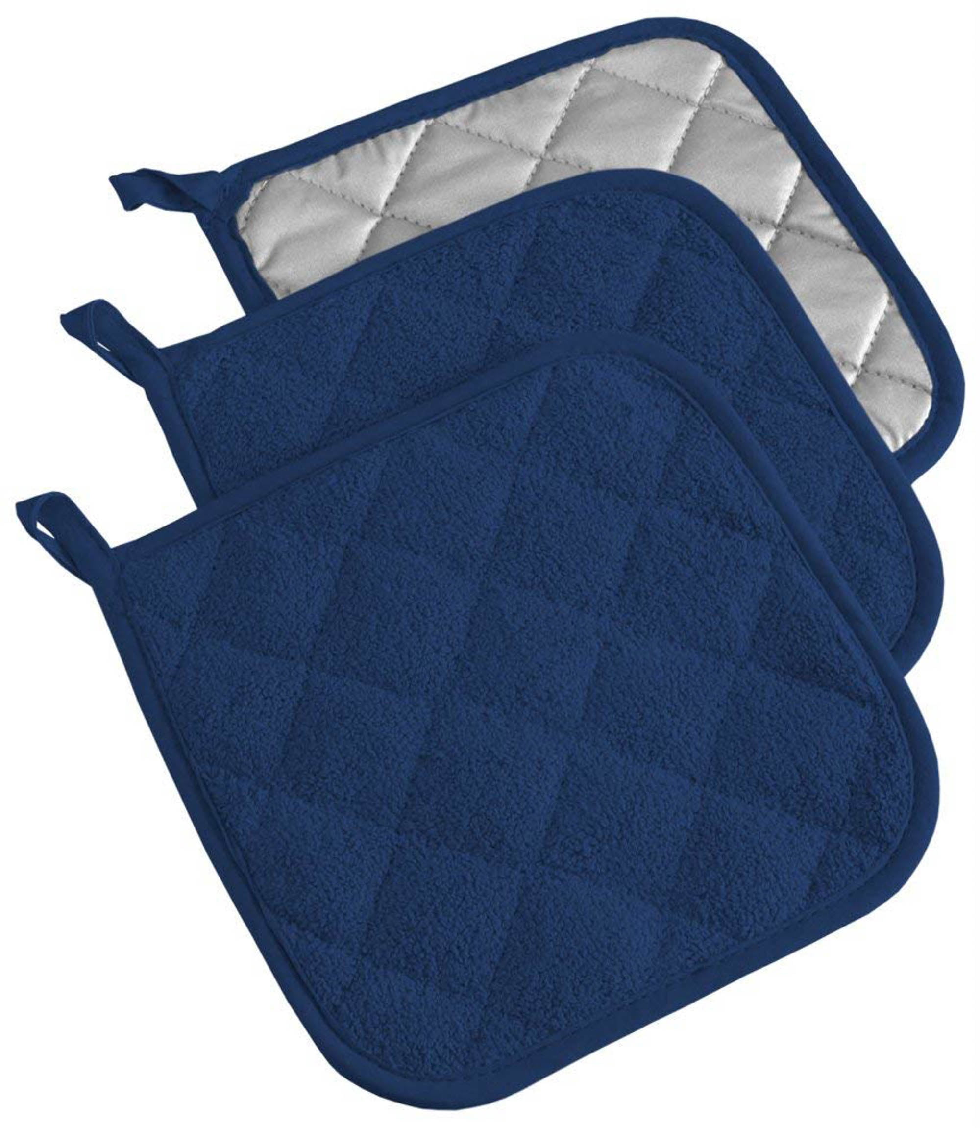 Quilted Terry Oven Set Machine Washable 3 Piece Potholder Mustard DII 100% Cotton Heat Resistant with Hanging Loop 7 x 7 