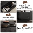 thumbnail image 2 of Farmhouse Coffee Table with 2 Drawers & Open Shelf - 47 Inch Rustic Rectangle Center Table - 6 Sturdy Legs - Black, 2 of 8