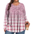 thumbnail image 2 of TQWQT Plus Size Blouses for Women Fashion Plus Size Tunics V Neck Womens Plus Size Tops Long Sleeve Shirts Ethnic Floral Print Dressy Casual T Shirts Loose Fit Womens Clothing Pink 3XL, 2 of 5