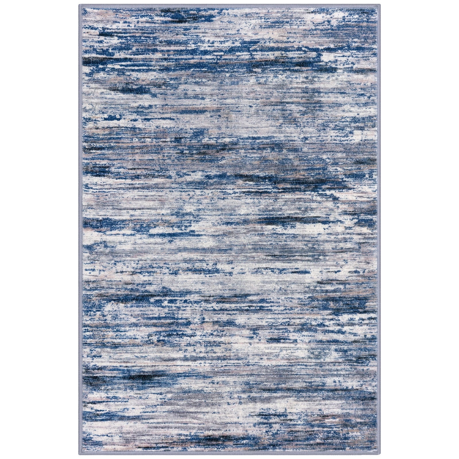 Brisasol Entryway Rugs 4x6 Washable Rug Non Slip Abstract Area Rug Super Soft Indoor Rug for Entry Kitchen Bedroom, Navy Blue/Gray/Neutral/Multi