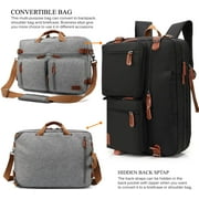 Convertible Backpack Messenger Shoulder bag Laptop Case Handbag Business Briefcase Multi-functional Travel Rucksack Fits 17.3 Inch Laptop For Men/Women (Grey)