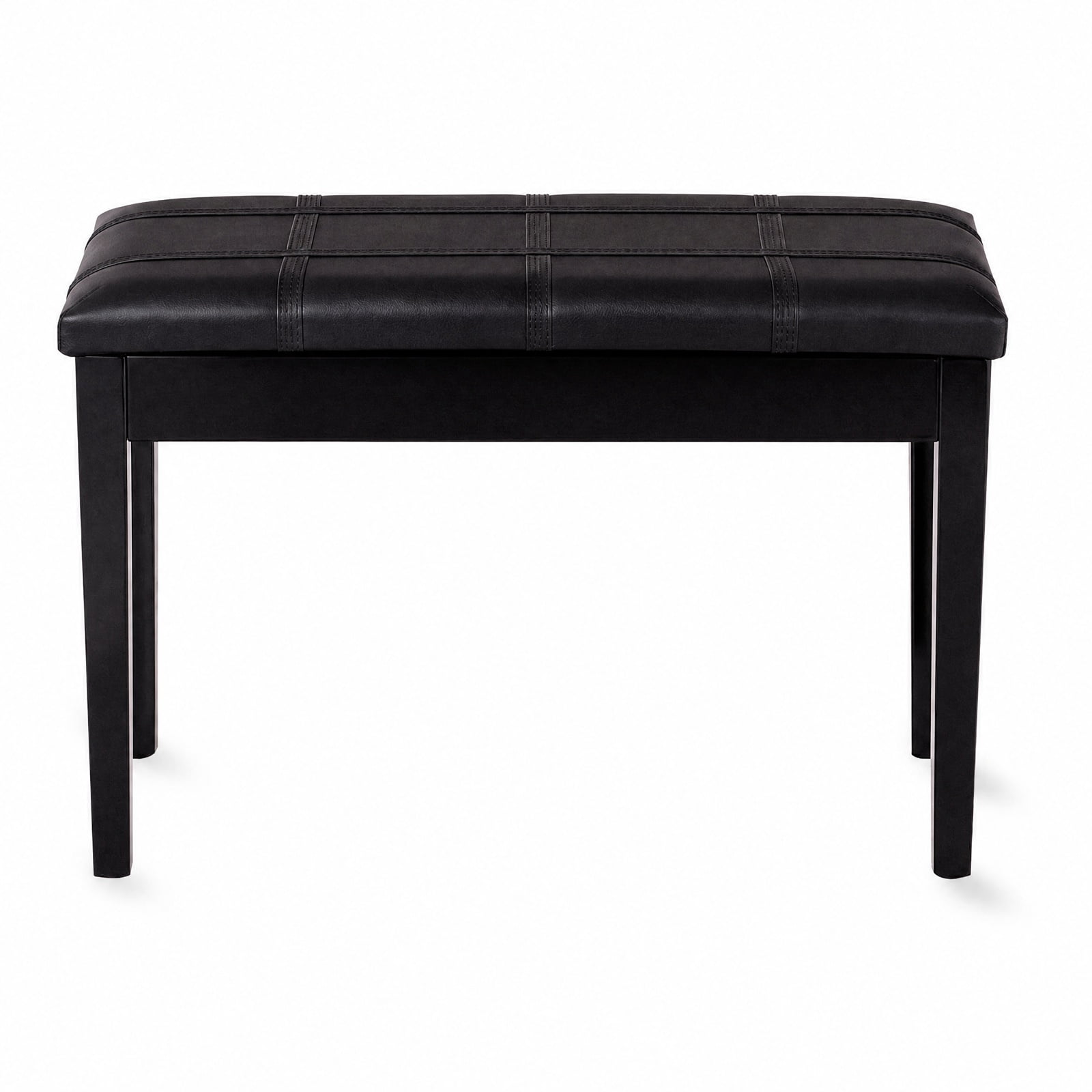 Furnibear Solid Wood Duet Piano Bench with PU Leather Padded Seat and Under Seat Storage for Two Players Keyboard Music Studio Home, Black