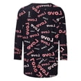 thumbnail image 4 of Moxiu Valentines T Shirts for Women Plus Size 3/4 Sleeve Crewneck Tops Love Heart Graphic Shirt Valentine's Day T Shirts Tunic Blouses 2025 Wine,XXXXXL, 4 of 5
