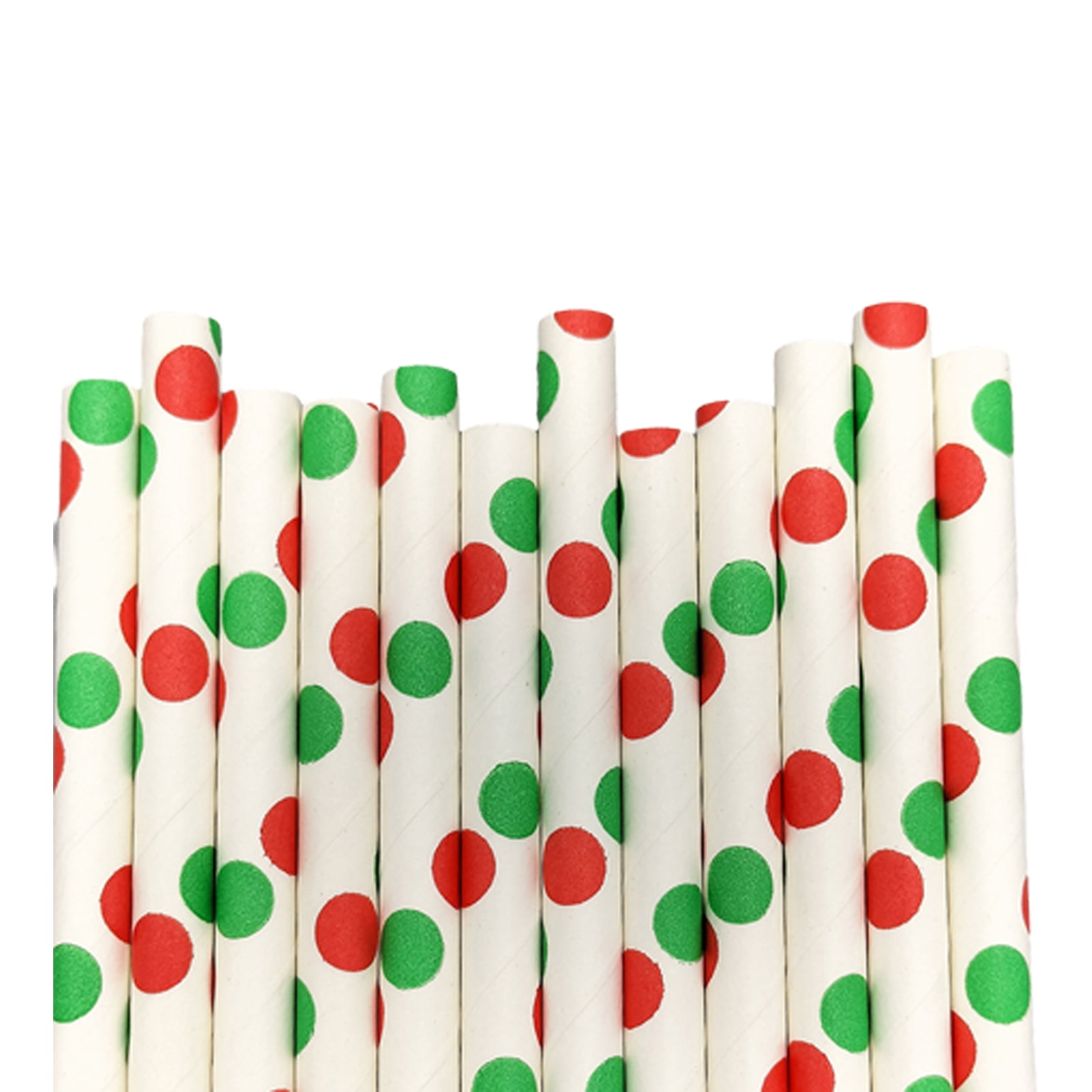 RED & GREEN Big Dots Paper Straws 
