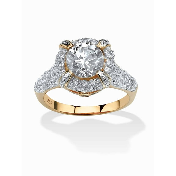 PalmBeach Jewelry 2.96 TCW Round Cubic Zirconia Pave 14k Gold-plated Sterling Silver Ring