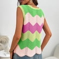 thumbnail image 5 of Lenpel Women's Tank Tops Summer Casual Sleeveless Crew Neck Hollow out Color Block Lightweight Sweater Vests Tunic Knit Shirts, 5 of 7