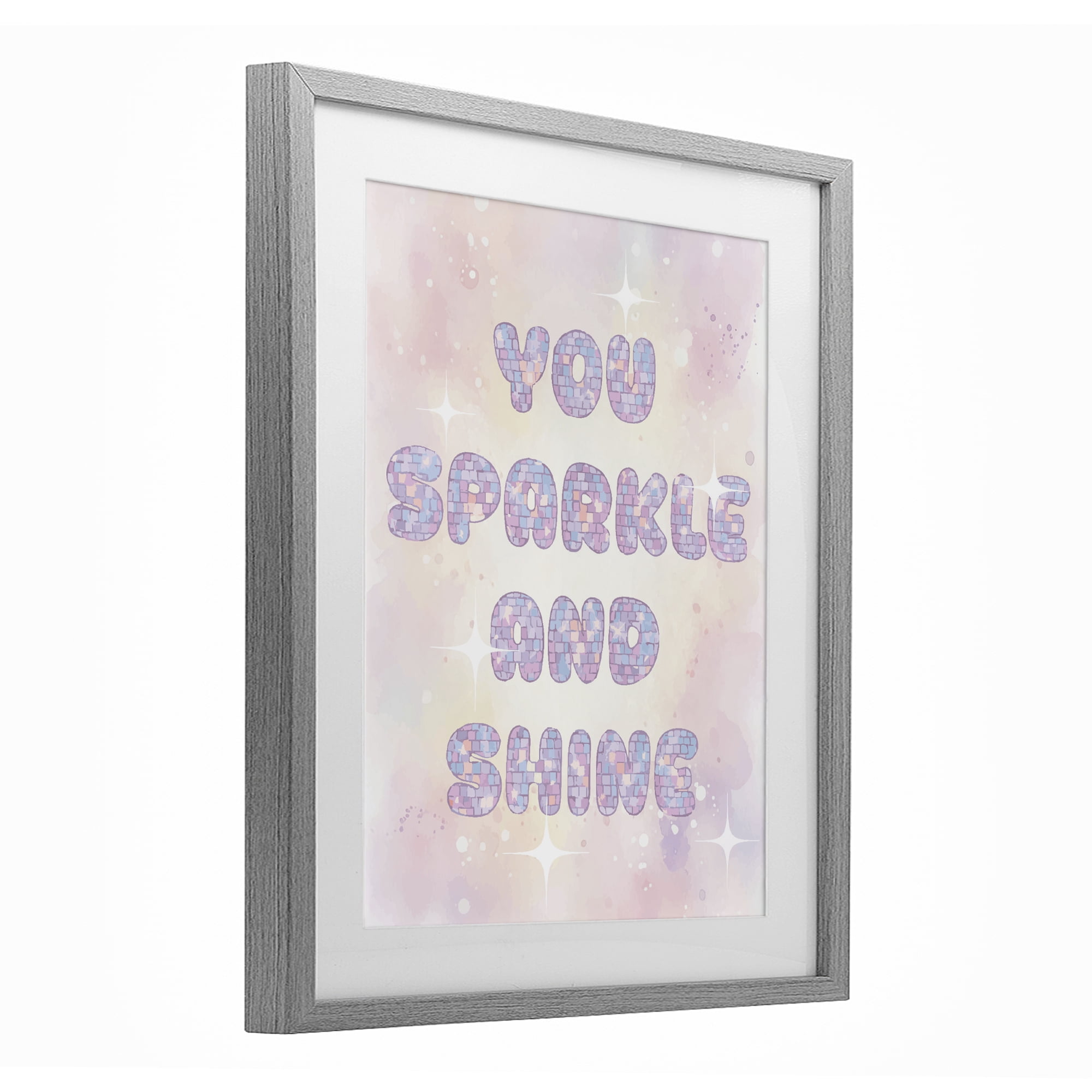 Stupell Industries You Sparkle And Shine Pastels Gray Framed Print Under Glass, design by Lil' Rue