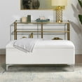 thumbnail image 3 of Maklaine Mid-Century Storage Hardwood Bench in Bright White, 3 of 17