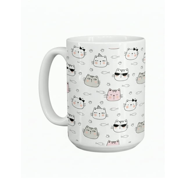 Taza de cerámica 445 ml diseño cute de gatos