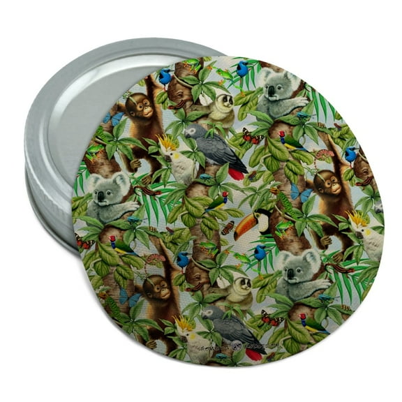 Animal Tree of Life Monkey Koala Toucan Pattern Round Rubber Non-Slip Jar Gripper Lid Opener