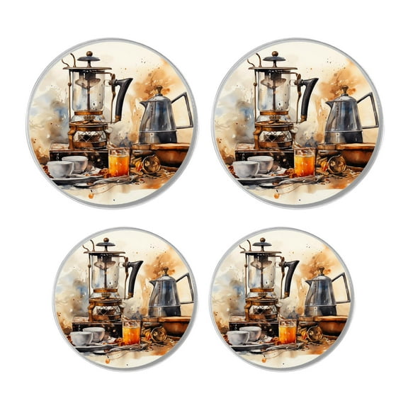 Round Stove Burner Covers 4 Pcs for Metal Gas Stove Burner Cover 8Inch And 10Inch ,Retro Coffee Cup Breakfast creative