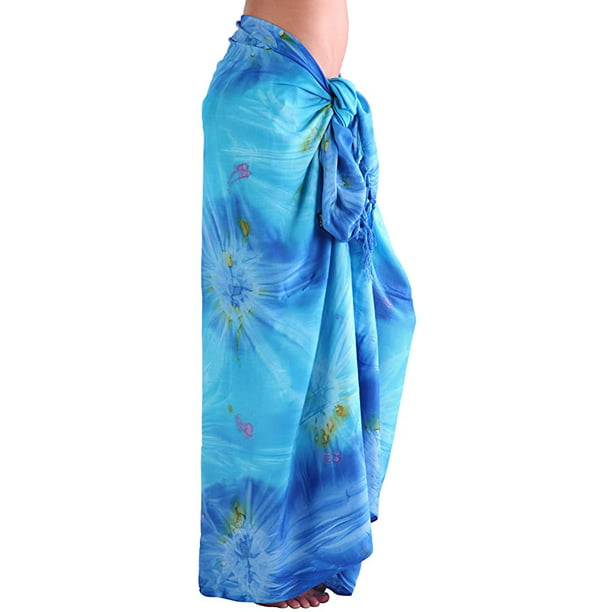 INGEAR Beach Long Batik Sarong Womens Swimsuit Cover Up Pareo Coconut Shell Included (Tie Dye) - Walmart.com