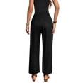 thumbnail image 7 of TEMOFON Women's Wide Leg Linen Pants High Waisted Drawstring Lounge Pants with Pockets Casual Summer Beach Vacation Palazzo Trousers, 7 of 7