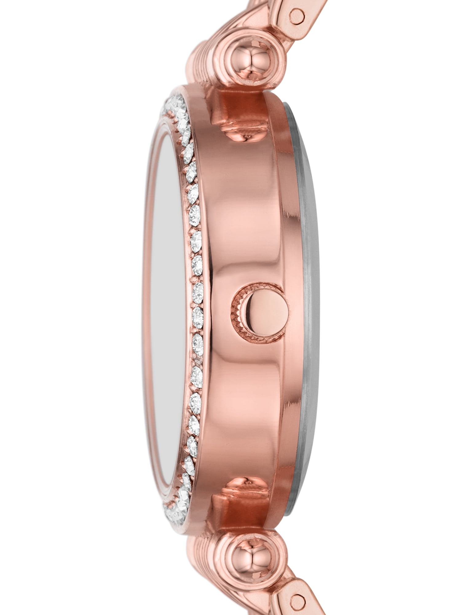 Time & Tru Women's Wristwatch Set: Rose Gold Tone T-Bar Watch and Bracelet Set Crystal Accents (FMDXTT046)