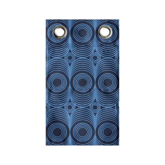Geometric Hanging Pocket Organizer, Repeated Pattern of Concentric Circles and Intersecting Lines, Printed Polyester Storage Bag with Pockets, 9" x 27", Azure Blue and Dark Blue Grey
