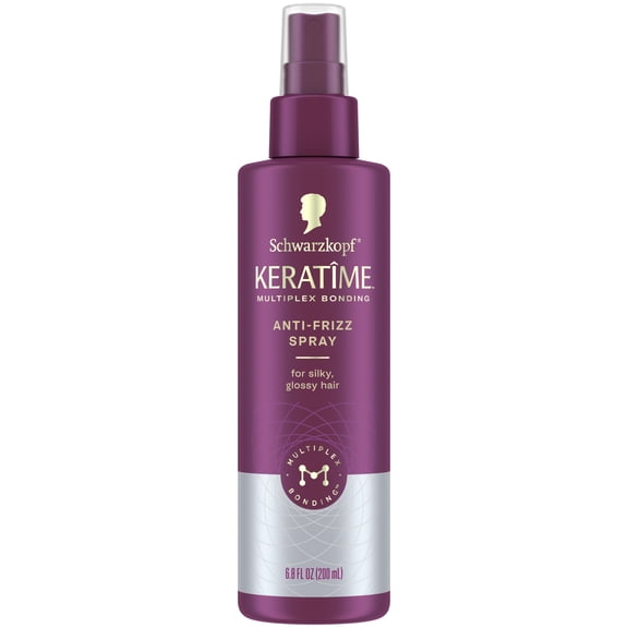 Schwarzkopf KERATIME Anti-Frizz Spray, Frizz Control & Heat Protectant 6.8 fl oz